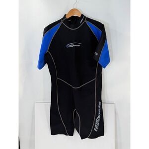NeoSport 2mm Shorty Wetsuit Mens 3XL Black Blue Short Sleeve Back Zip Snorkel